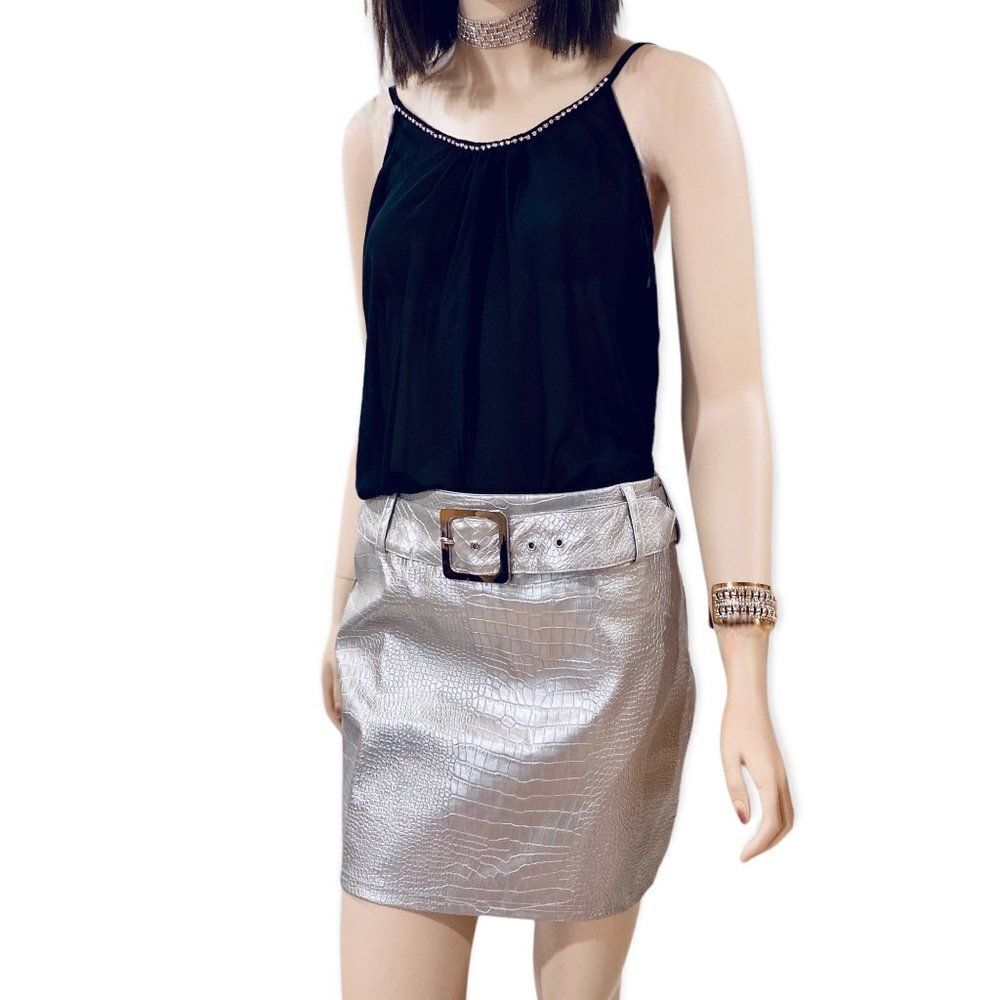 Sleeveless Black  Sparkle Scoop Neck Camisole Tank Top NWT